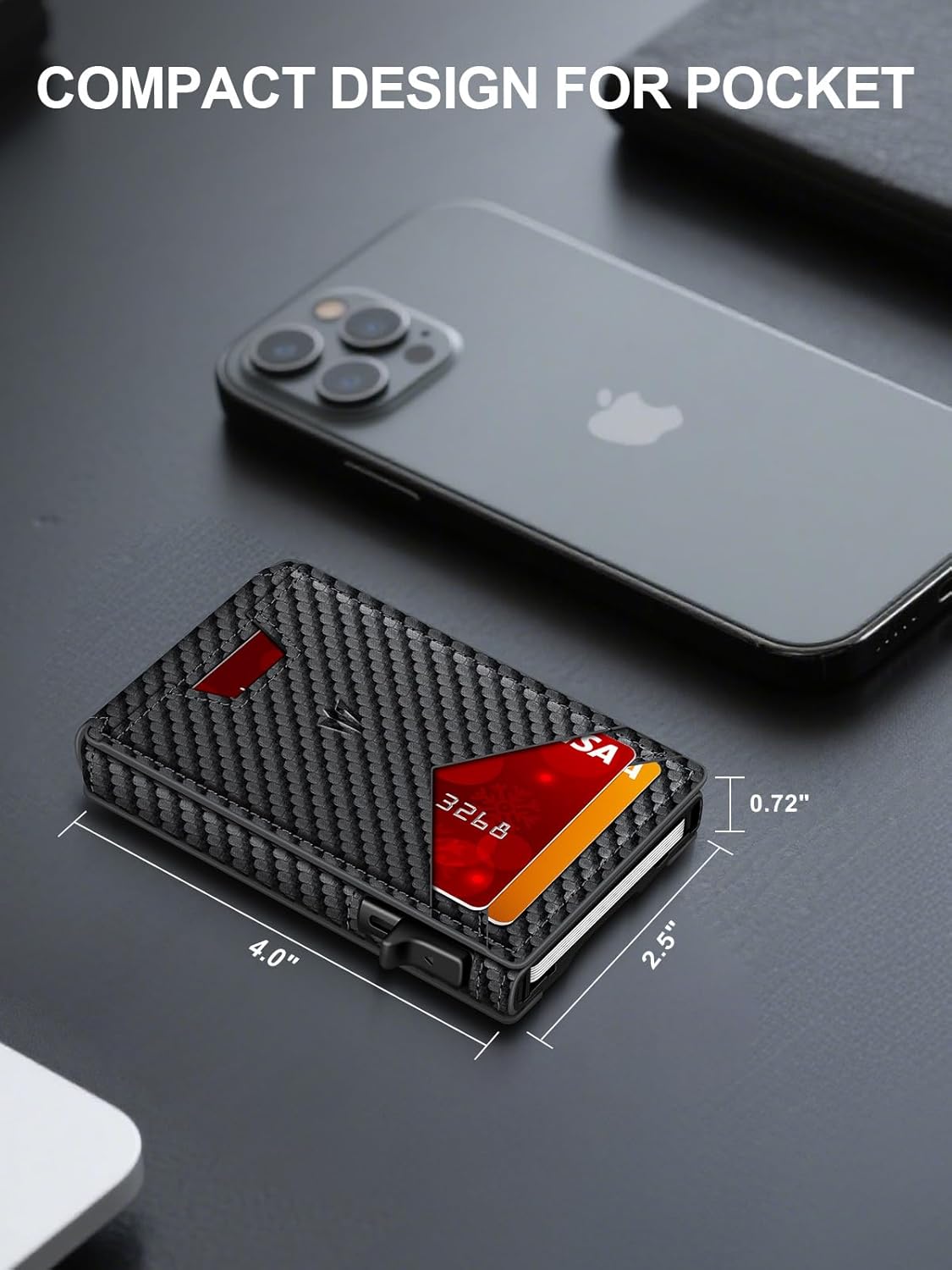 Ultra-Slim RFID-Blocking Genuine Leather Minimalist Wallet with Smart Money Clip